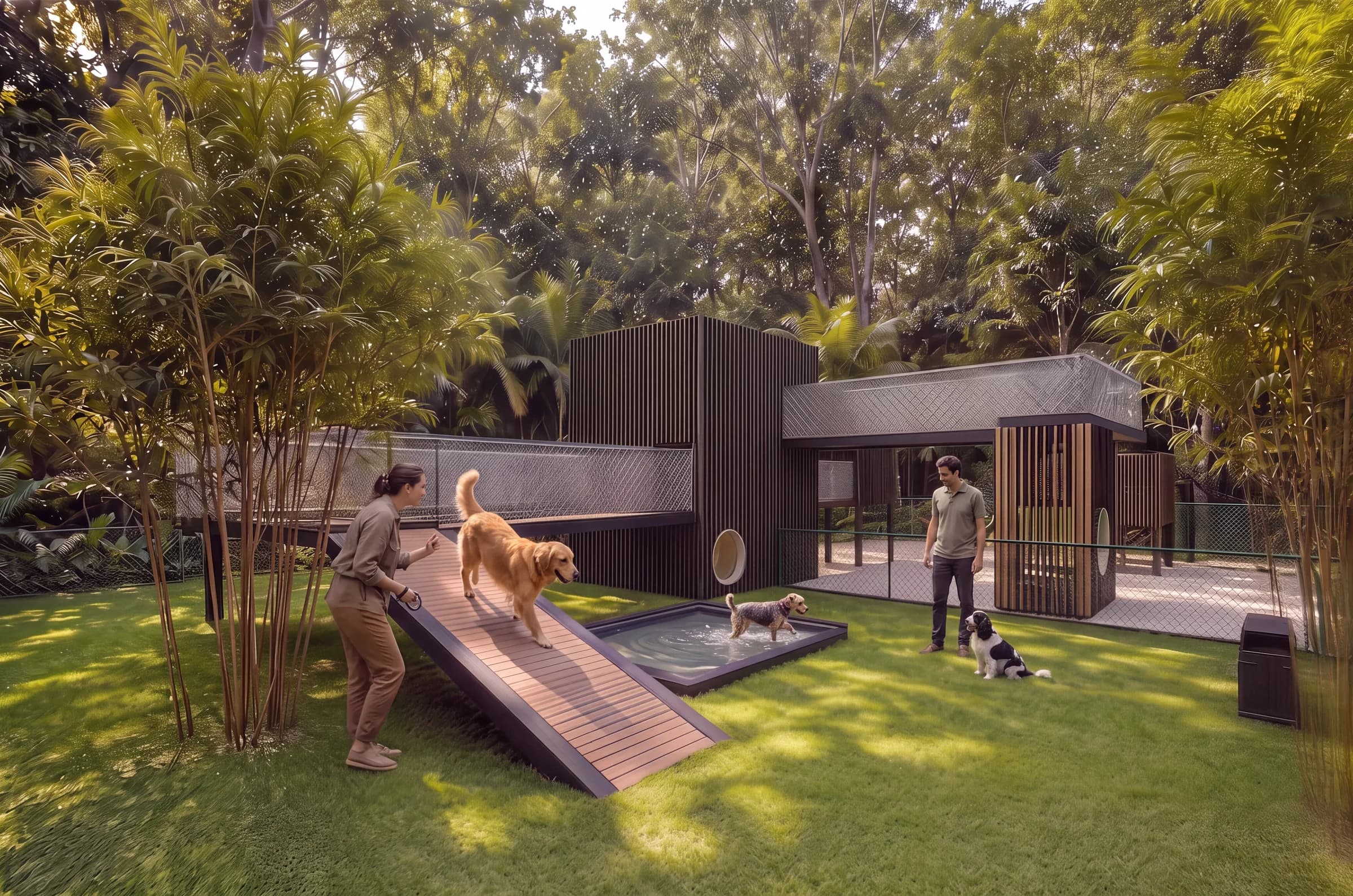 Perros en el área para mascotas de Garden Park